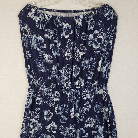 Tommy Bahama Strapless Maxi Dress Floral Stretch Strapless Tropical size M Navy - Picture 9 of 12